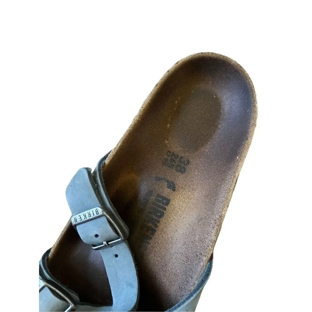 Birkenstock Womens Yao Balance Blue Nubuck Footbed‎ Sandals Shoes 38 US 7-7.5